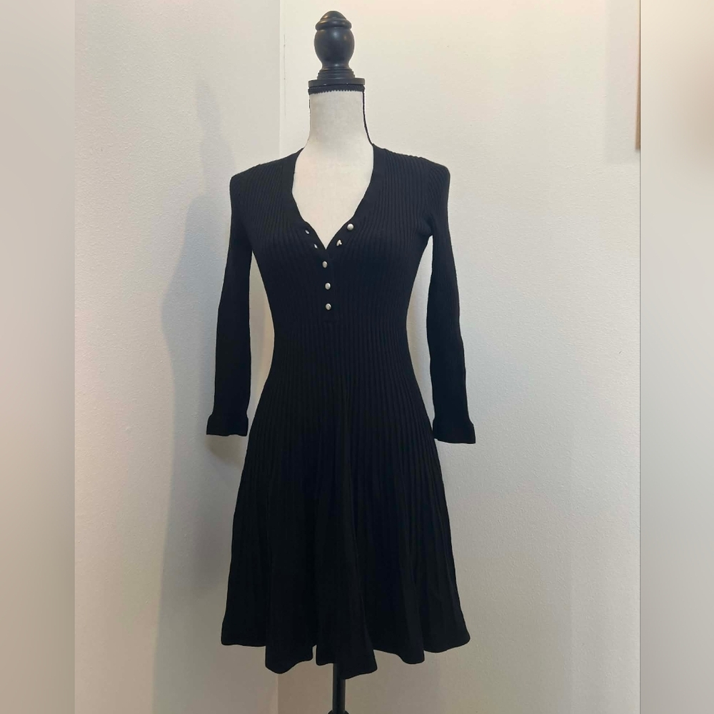 Rebecca Taylor Elegant Black Ribbed Dress